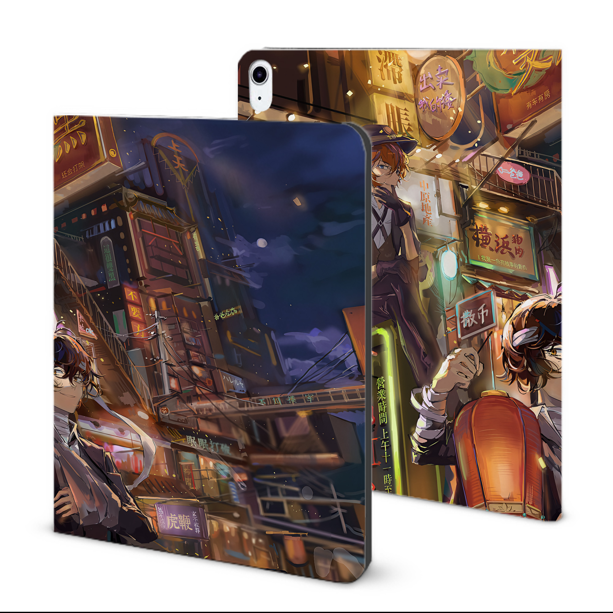 （画像用） 文豪ストレイドッグス Bungo Stray Dogs IPad ケース ブック型 PUレザー TPU 耐衝撃 軽量 薄型 ペン収納なし 全面保護 IPad 各モデル対応